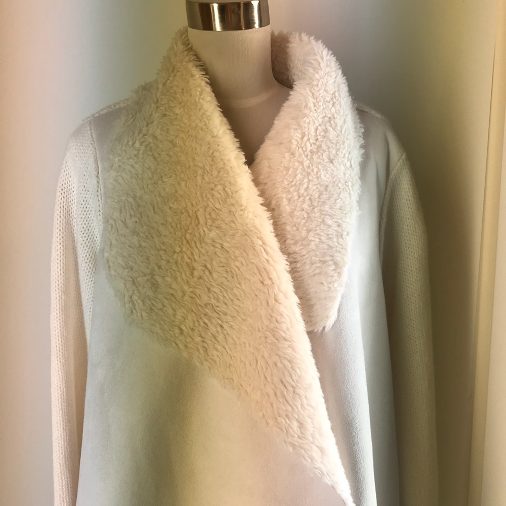Cardigan sweater faux fur suede 2X